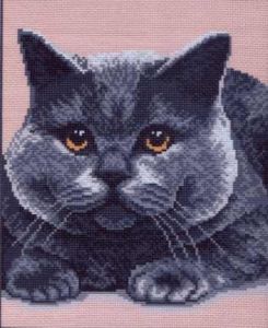 Канва с нанесенным рисунком *Серый кот*, Матренин Посад ― Сокровища для рукоделия