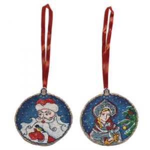 PANNA Набор для вышивания ИГ-1535 *Новогоднее украшение. Дед Мороз и Снегурочка* ― Сокровища для рукоделия