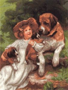 PANNA Набор для вышивания ВХ-1328 *Девочка с собаками* ― Сокровища для рукоделия