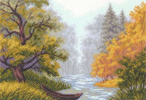 Канва с нанесенным рисунком *Пейзаж с лодкой* 1410 Матренин Посад ― Сокровища для рукоделия