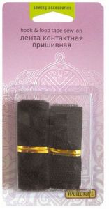 Лента контактная, пришивная (цвет - черный), Wellcraft, 20 мм х 20 см ― Сокровища для рукоделия